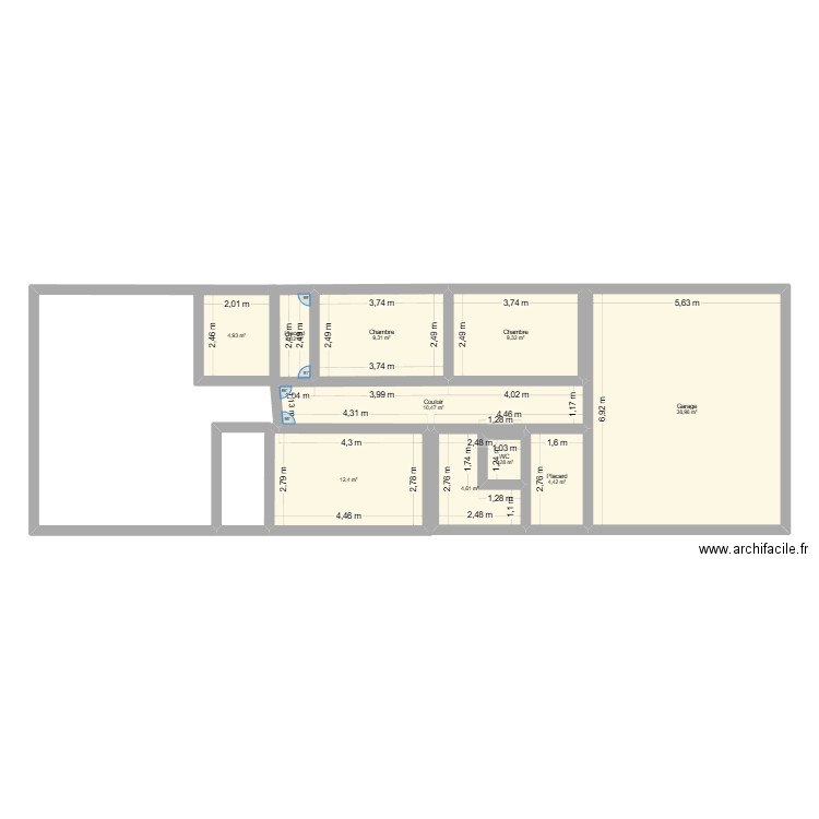 projet1. Plan de 10 pièces et 98 m2