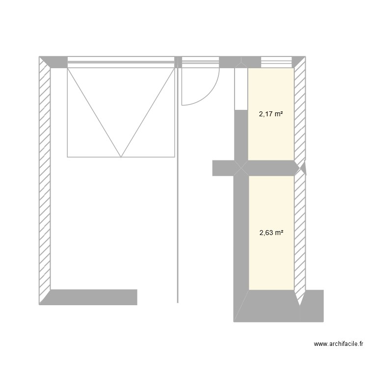 chateauneuf / verdun / rdc existant. Plan de 2 pièces et 5 m2