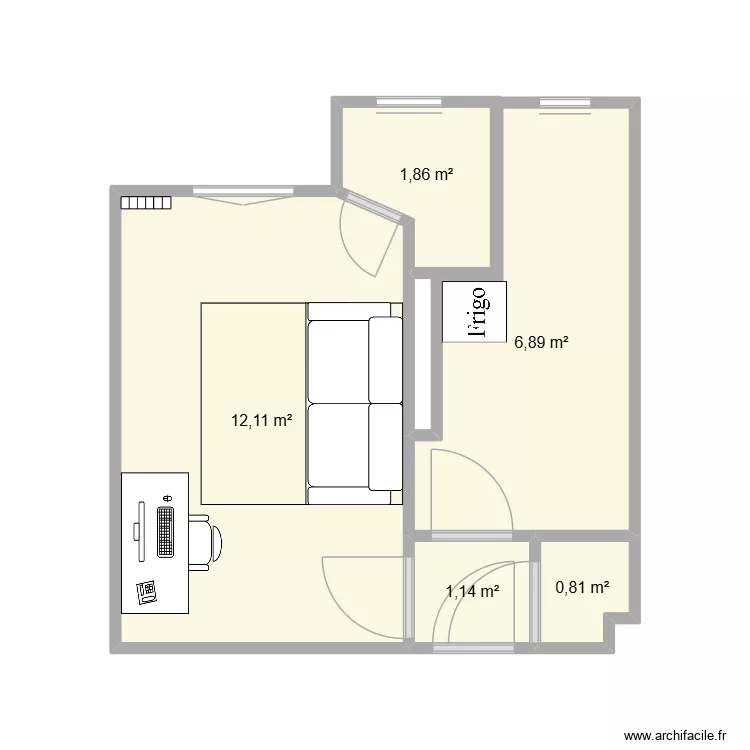 appart croix nivert. Plan de 5  et 23 m²