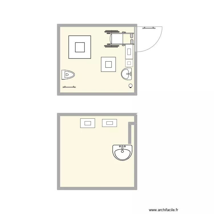 toilette. Plan de 2 et 16 m² toilette. Plan de 2 et 16 m²