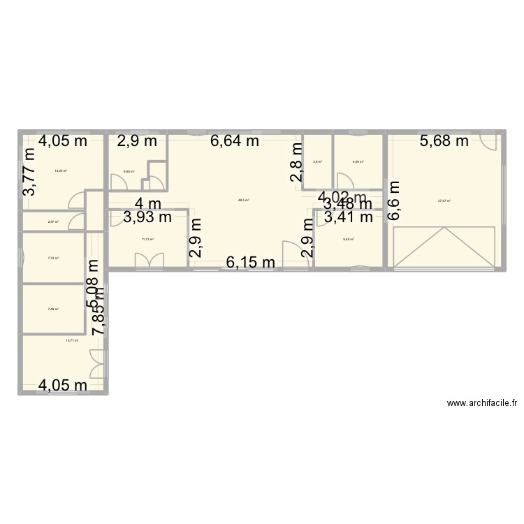 lamothe. Plan de 12 pièces et 175 m2