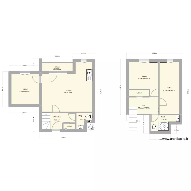 BILLOT. Plan de 11 et 68 m² BILLOT. Plan de 11 et 68 m²