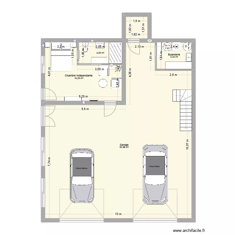 maison id&eacute;ale - sous sol. Plan de 4  et 119 m²