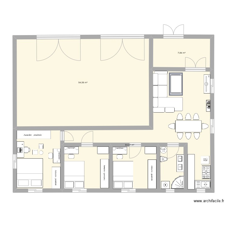 Tana maison. Plan de 3 pièces et 126 m2