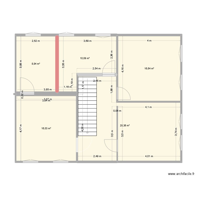 etage fred. Plan de 5 pièces et 80 m2