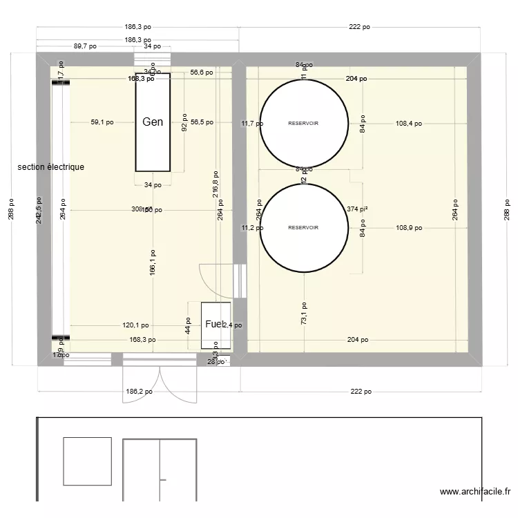 Batiment 20' x 15'  ext&eacute;rieur2. Plan de 