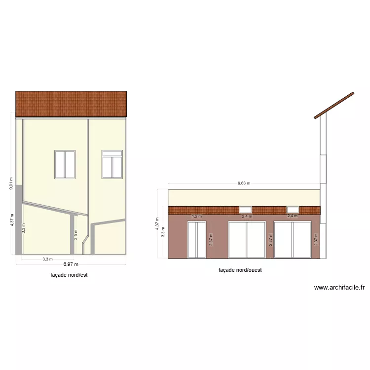 plan fa&ccedil;ade apr&egrave;s. Plan de 