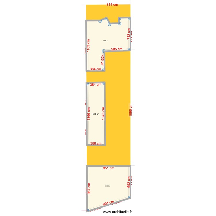 ESCALE BE5. Plan de 3 pièces et 213 m2