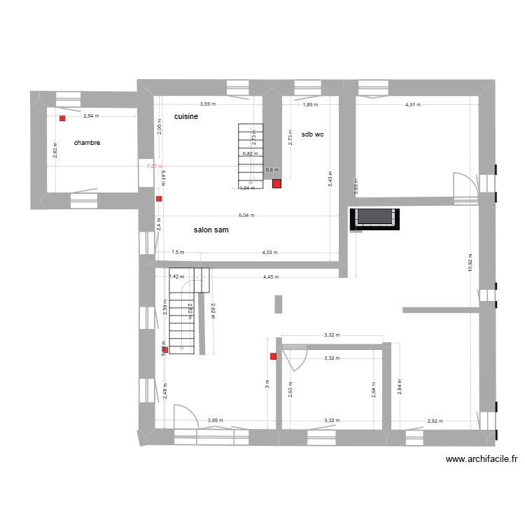 studio etage 1 26. Plan de 0 pièce et 0 m2