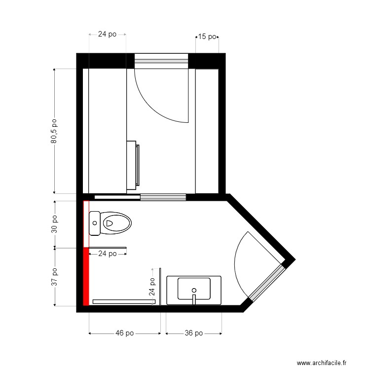 guilbault. Plan de 2 pièces et 9 m2