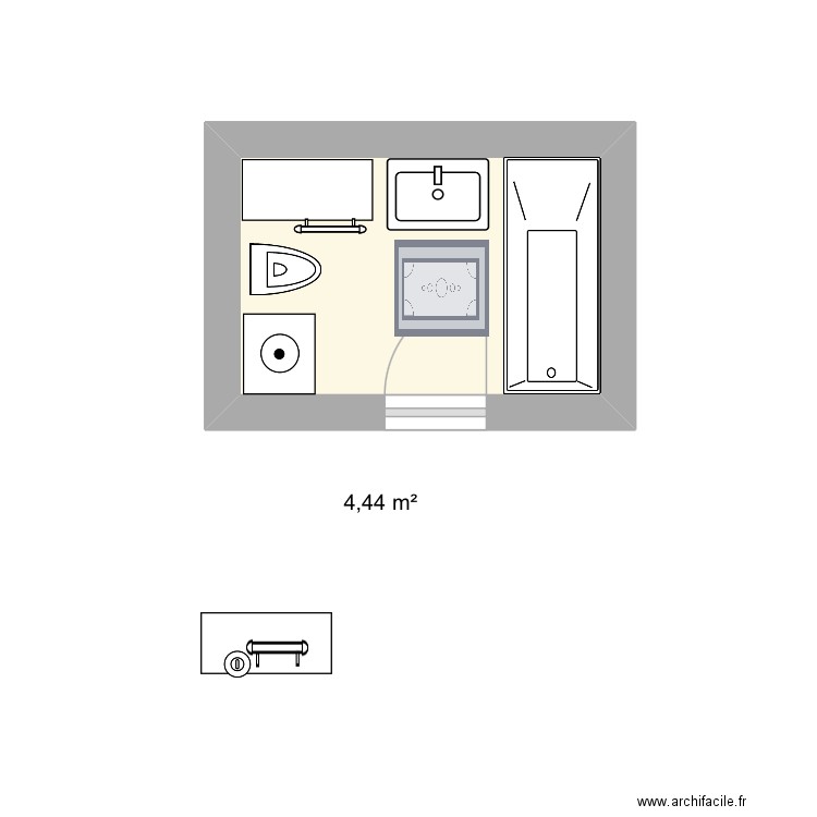 Sdb. Plan de 1 pièce et 4 m2