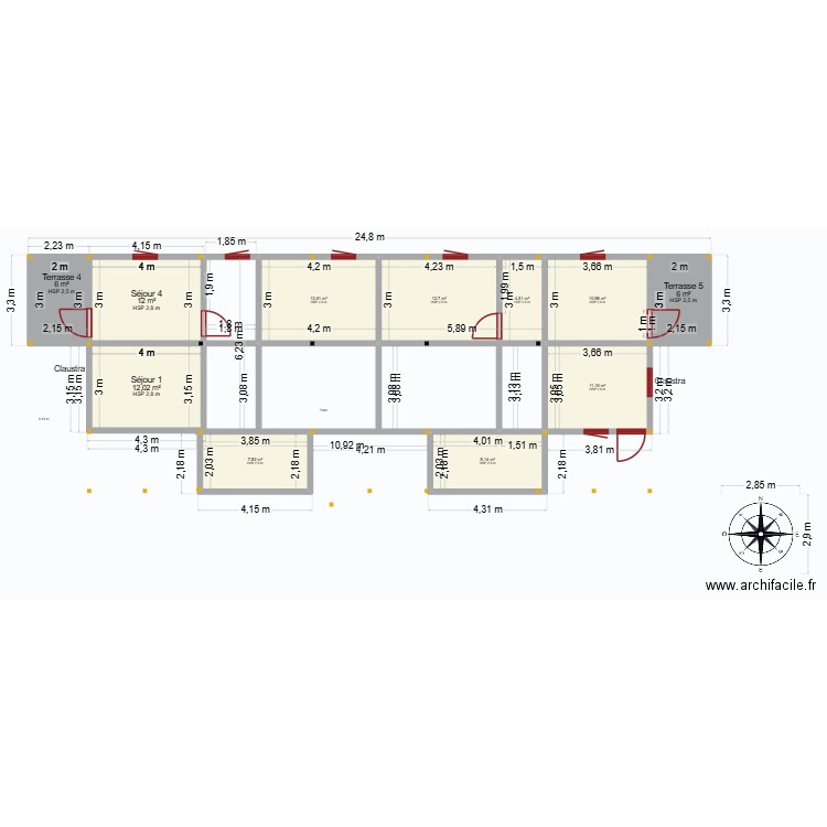 PROJET_KPALONGO_4T3_OPTION_C_TOIT_Stylé_2. Plan de 26 pièces et 258 m2