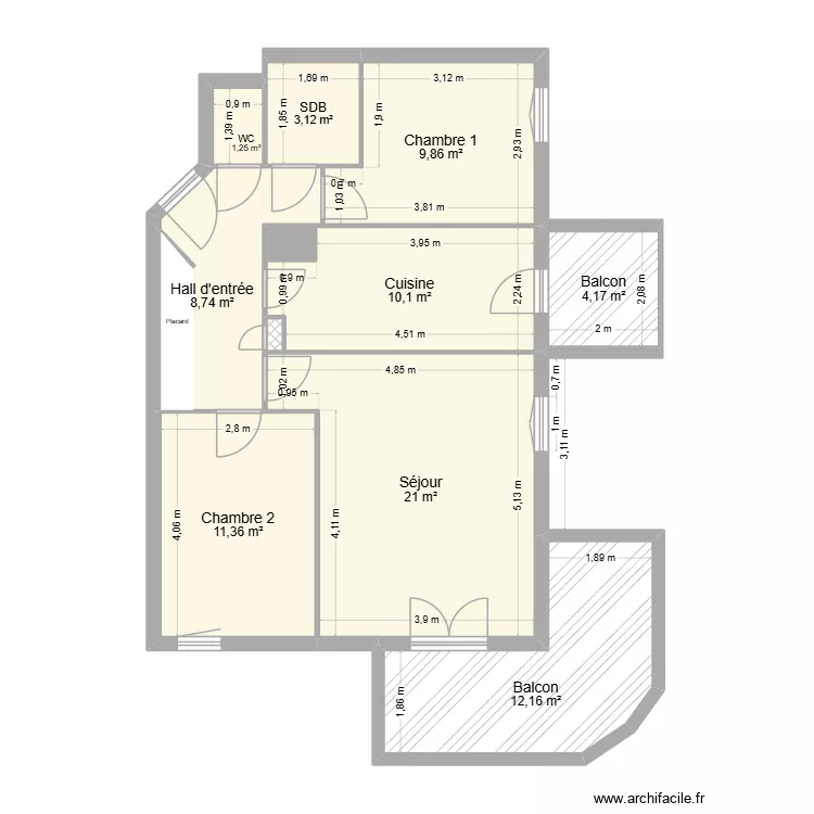 Soufi. Plan de 11  et 82 m²