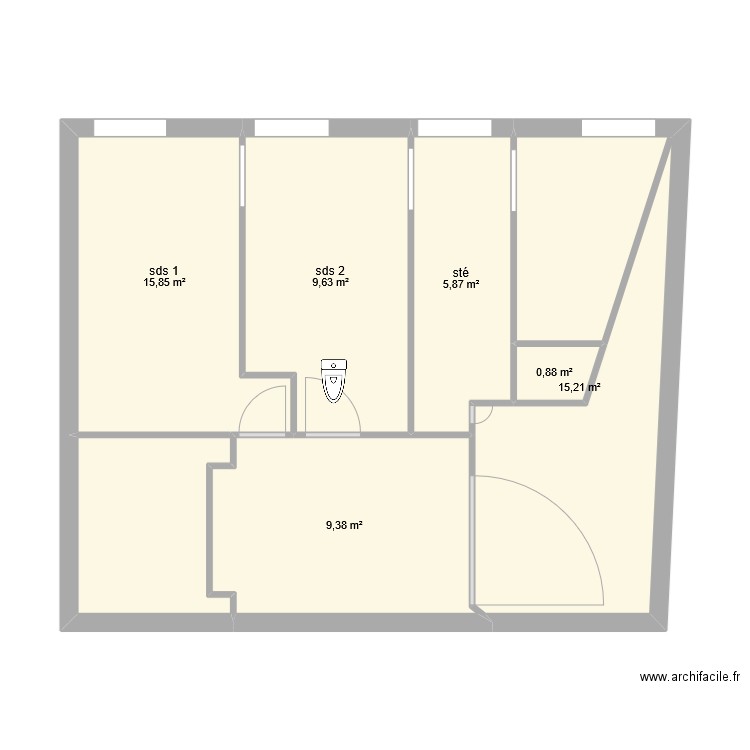 cab essai 1. Plan de 6 pièces et 57 m2