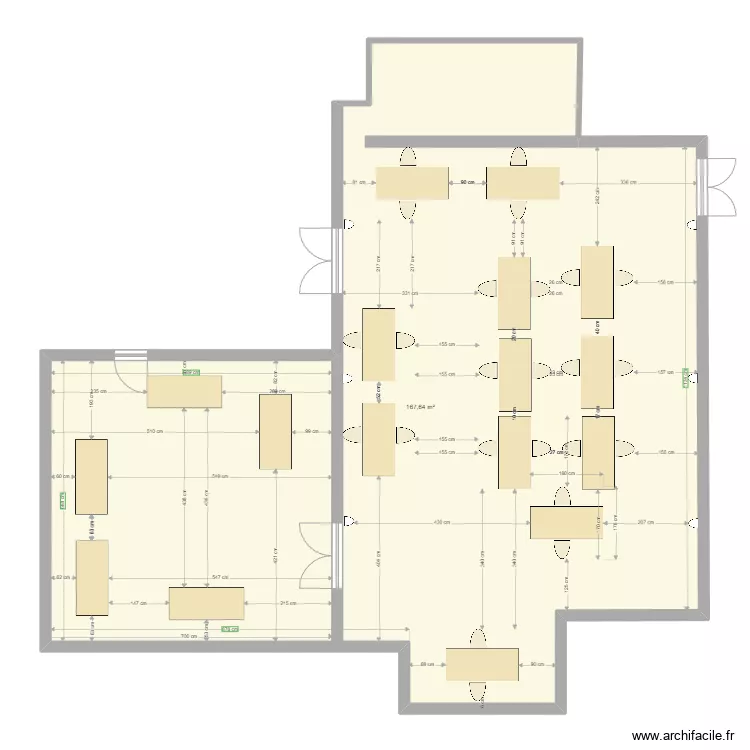 Salle Grainage 17 stands V2.0. Plan de 1  et 168 m²