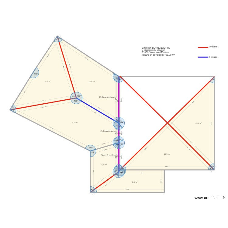Chantier BONNEBOUFFE. Plan de 10 pièces et 149 m2