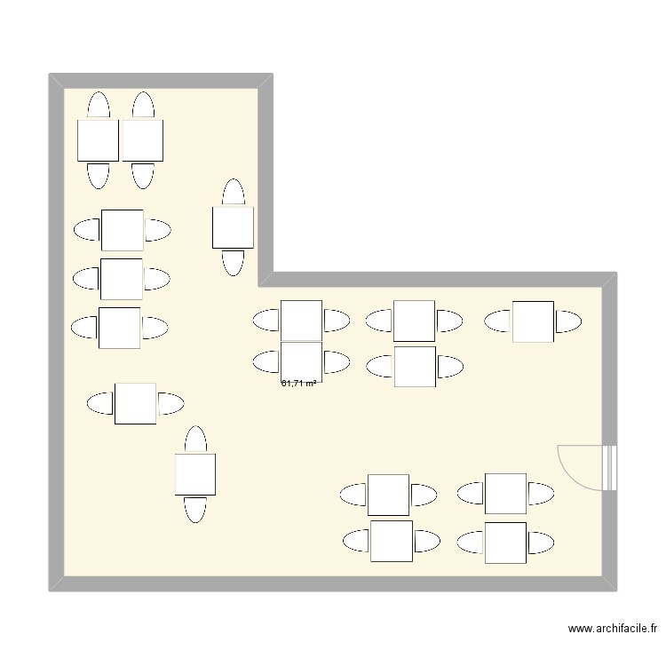 salle 101. Plan de 1 pièce et 62 m2