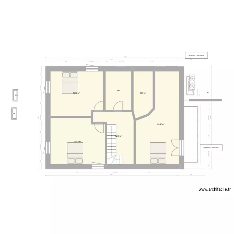 1er étage test 2. Plan de 6 Pièces et 89 m² 1er étage test 2. Plan de 6 Pièces et 89 m²