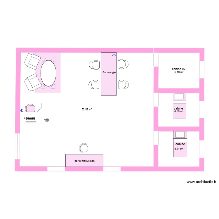 institut. Plan de 4 pièces et 68 m2