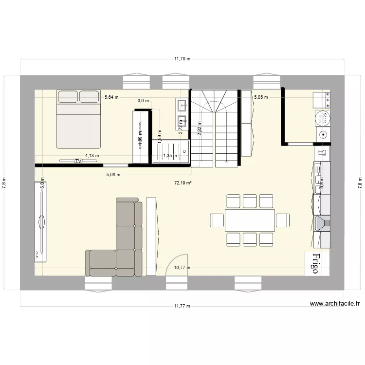 MAISON MARC ISA. Plan de 1 Pièce et 72 m²
