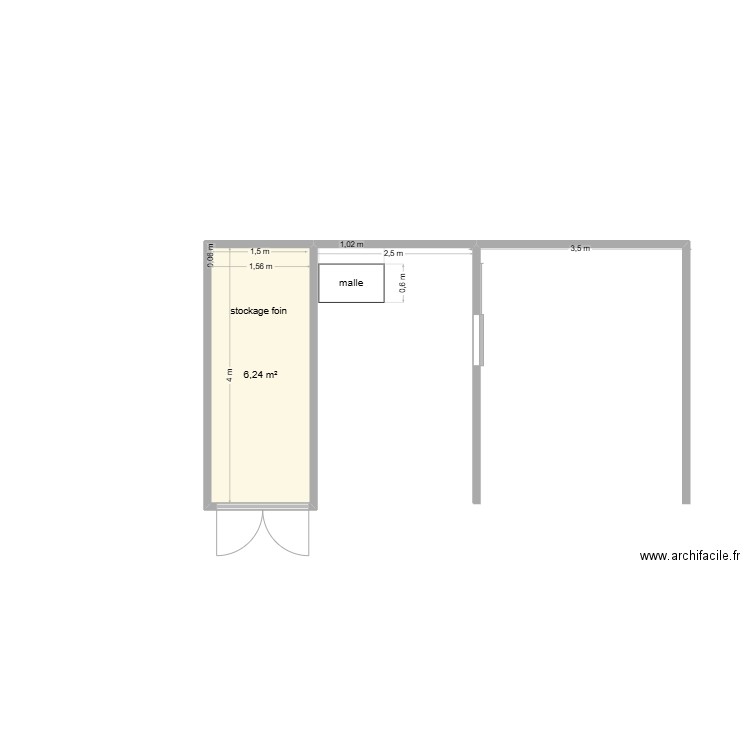 abri jp. Plan de 1 pièce et 6 m2