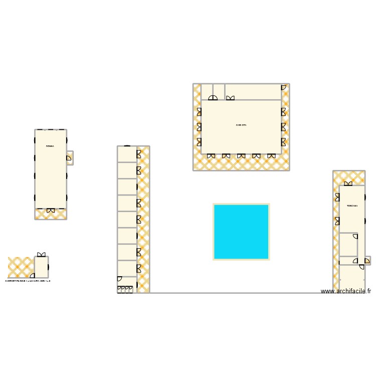 PLAN TOTAL. Plan de 30 pièces et 701 m2