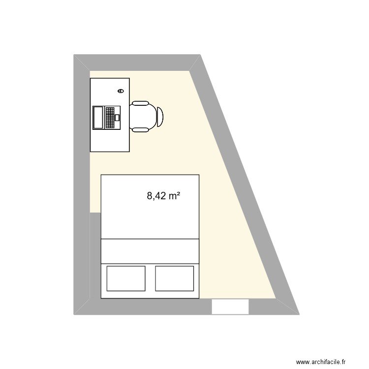 dressing. Plan de 1 pièce et 8 m2