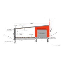 vue de face du garage avec le mur et la toiture 2