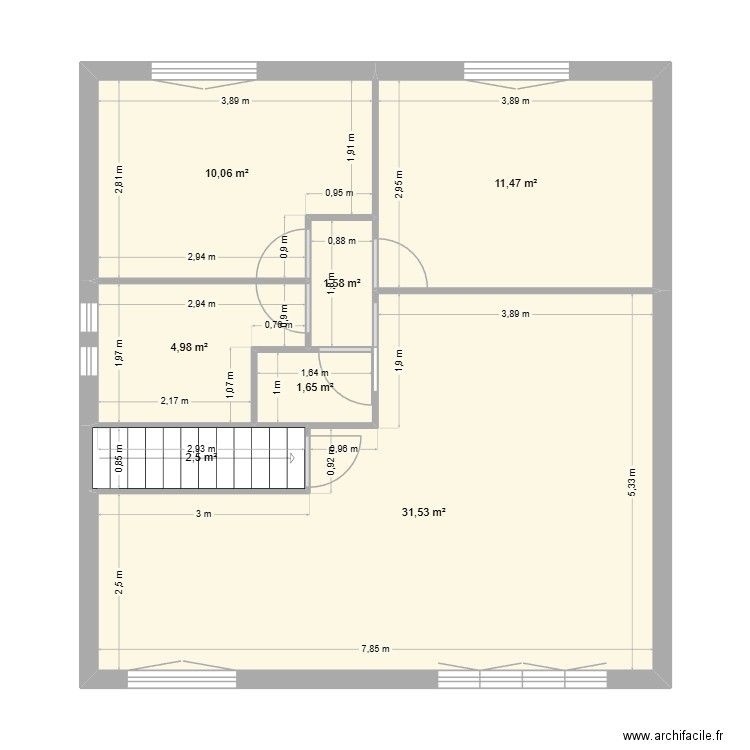 maison plan1. Plan de 7 pièces et 64 m2