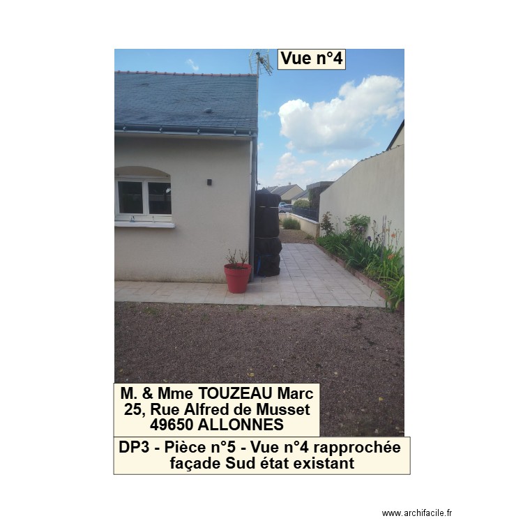 DP3 - Pièce n°5 - Vue n°4 rapprochée façade Sud état existant. Plan de 0 pièce et 0 m2