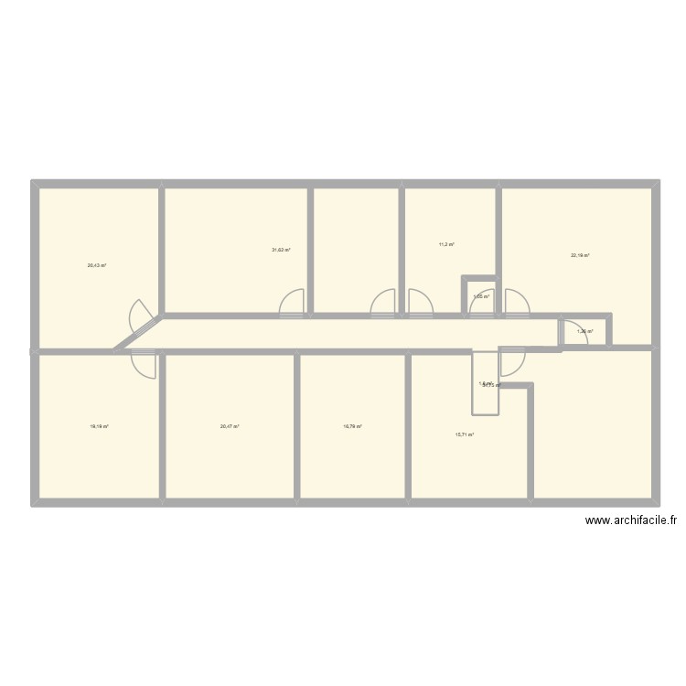 étage. Plan de 12 pièces et 196 m2