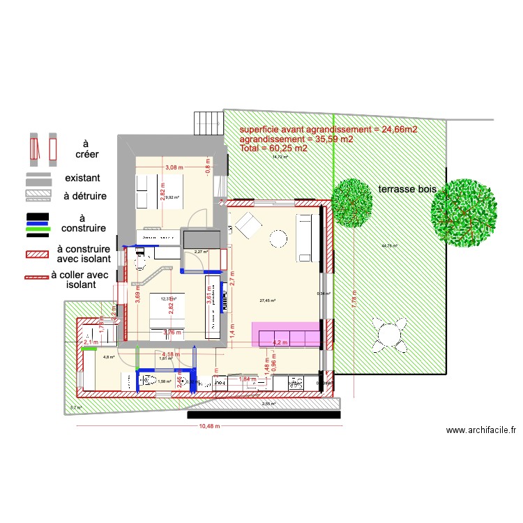 a casuccia 5ème 2 chambres bis. Plan de 16 pièces et 130 m2