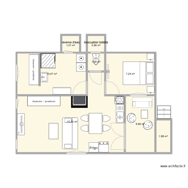 plan meublé. Plan de 8 pièces et 51 m2