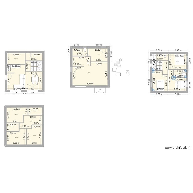 maison bois2. Plan de 18 pièces et 165 m2