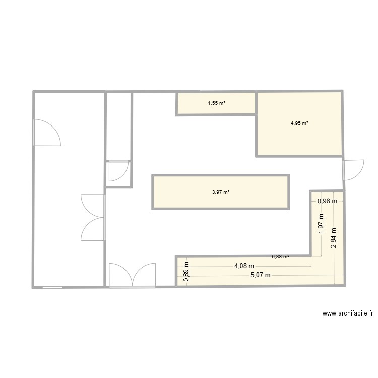 labo. Plan de 4 pièces et 17 m2