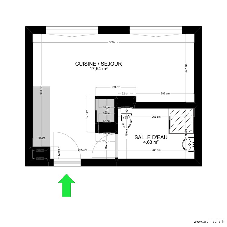 BI 18212. Plan de 6 pièces et 23 m2