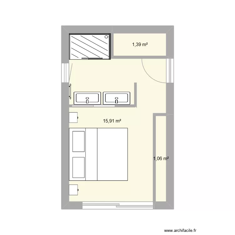 chambre garage bis bis. Plan de 3  et 18 m²