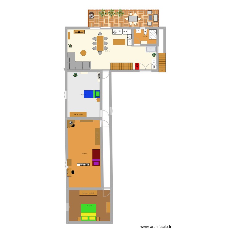 appartement chèvres. Plan de 5 pièces et 118 m2