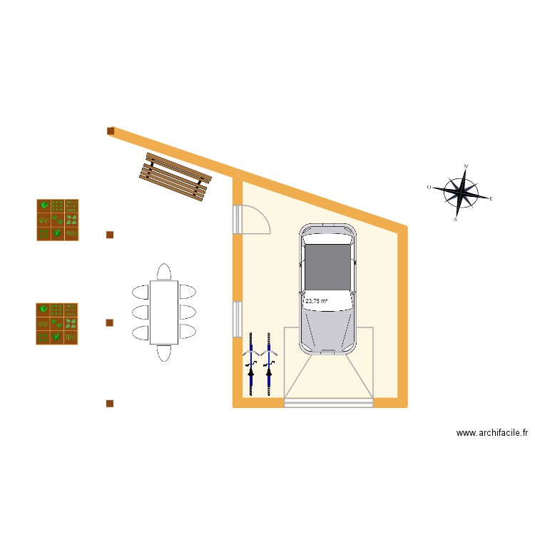 garage. Plan de 1 pièce et 24 m2