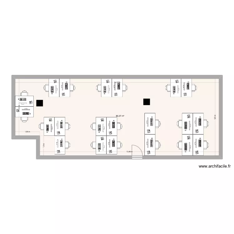 DSI V1-2. Plan de 1 pièce et 86 m²