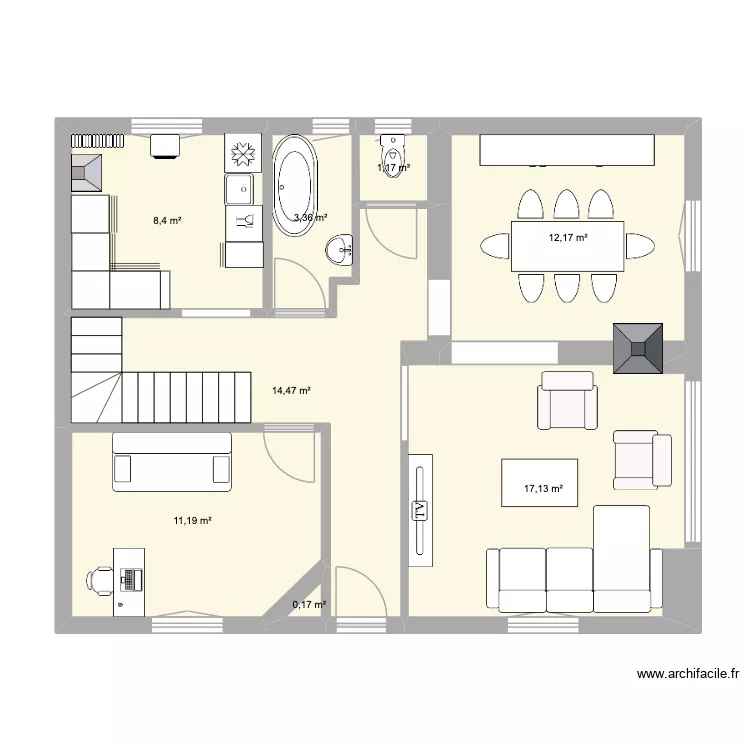 Montjay R0. Plan de 8  et 68 m²