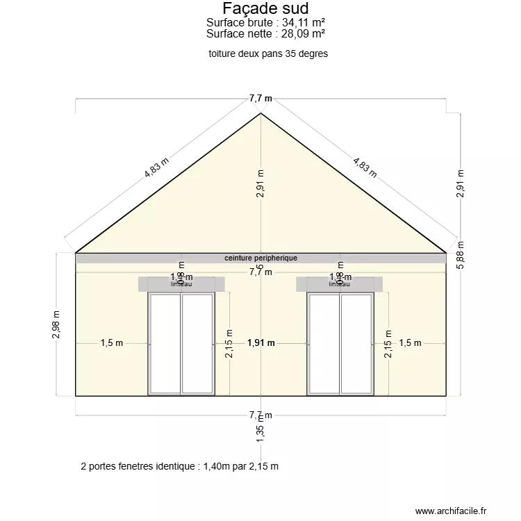 FACADE SUD. Plan de FACADE SUD. Plan de