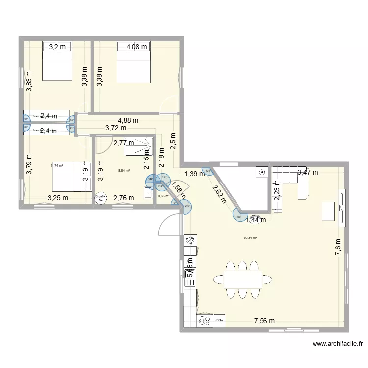 Maison HOSTENS1. Plan de 6 et 107 m² Maison HOSTENS1. Plan de 6 et 107 m²