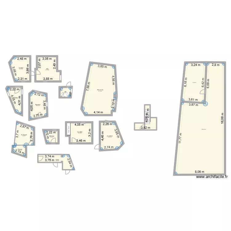 Maison. Plan de 15  et 265 m²