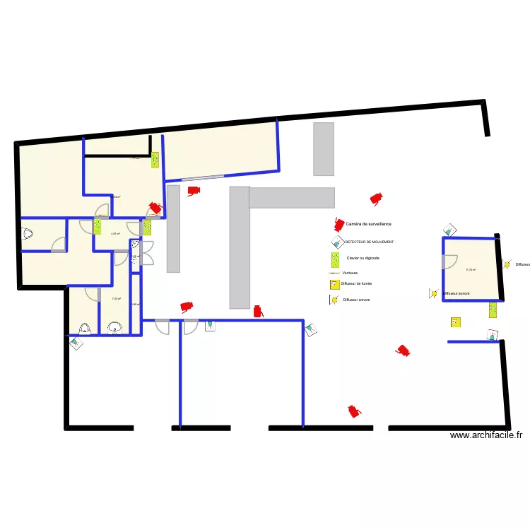 Bureau de tabac alarme et anti-intrusion. Plan de 6  et 111 m²