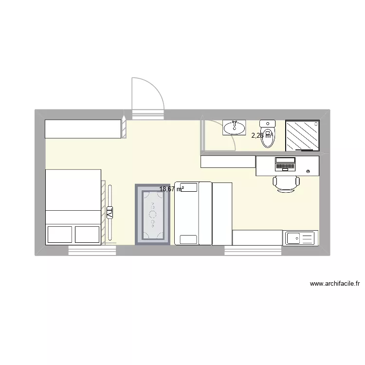 Cannes Noel. Plan de 2 pièces et 21 m² Cannes Noel. Plan de 2 pièces et 21 m²
