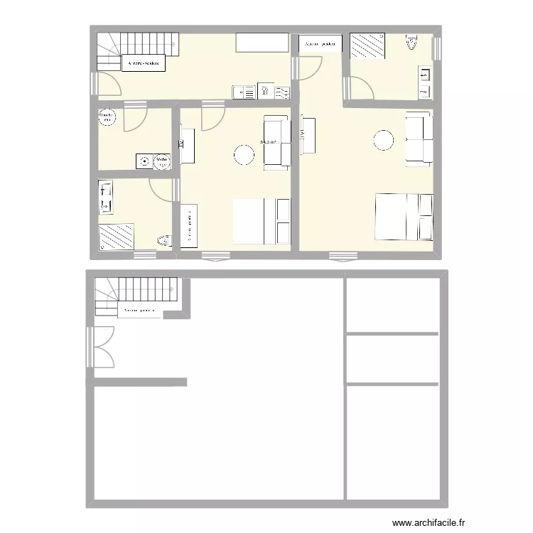 montimbert. Plan de 1  et 84 m²
