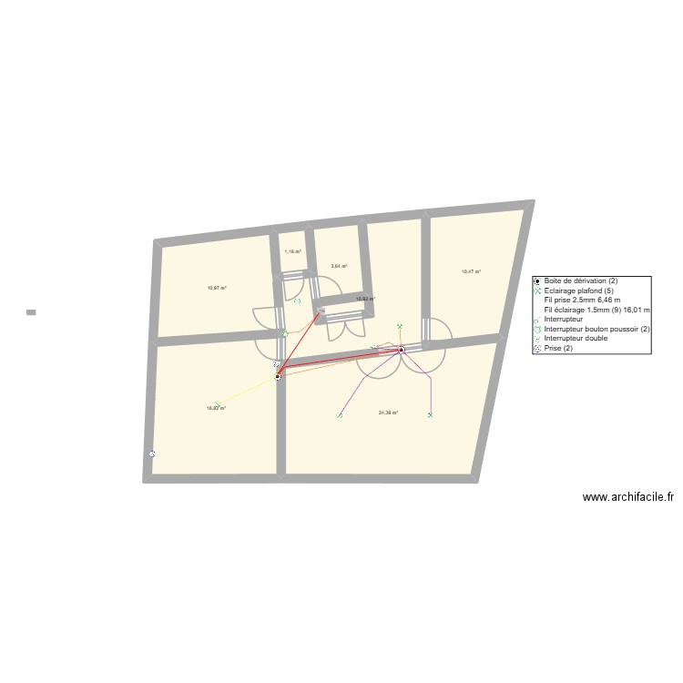 maison. Plan de 7 pièces et 78 m2