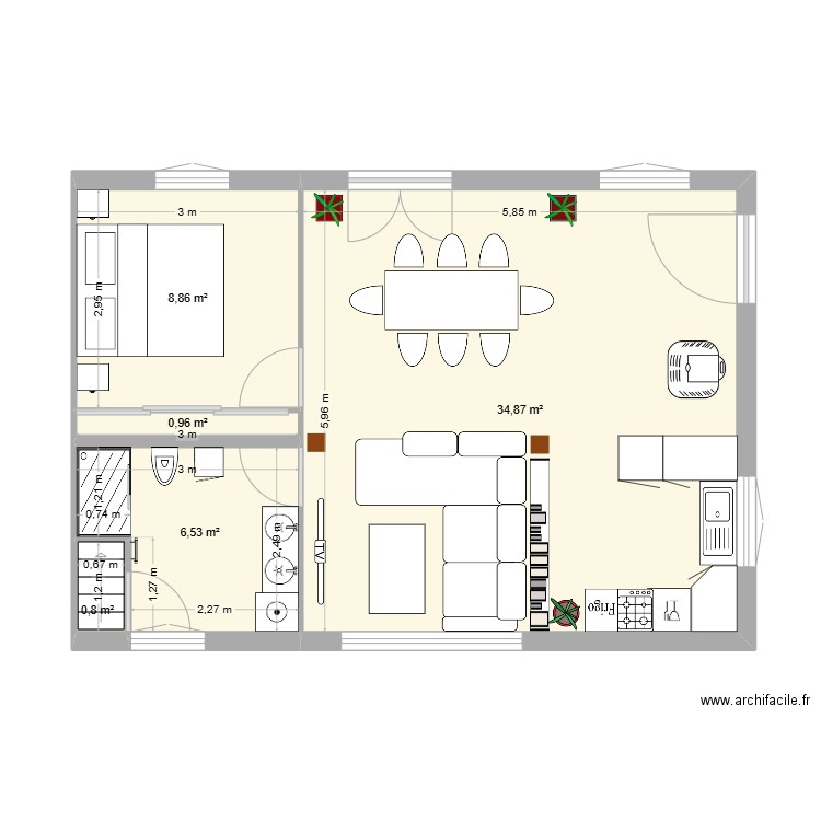 OrgèreV2. Plan de 5 pièces et 52 m2