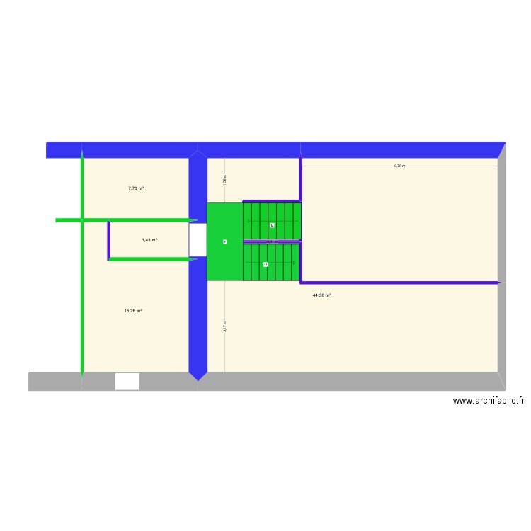 ESCALIER Salon - Grenier/chambres maison. Plan de 5 pièces et 100 m2